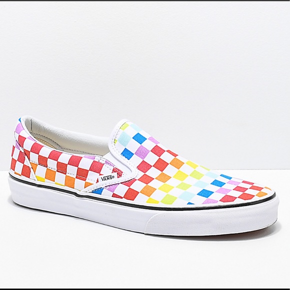 rainbow checkered shoes
